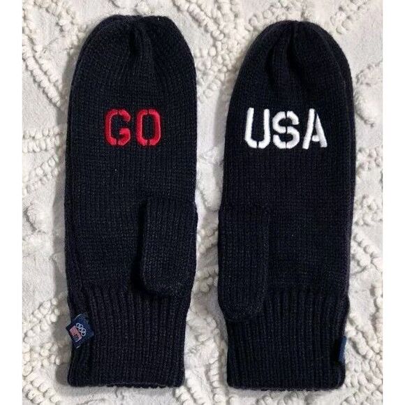 Accessories - Team USA Mittens Adult One Size Olympics Navy Blue Cable Knit Soft Winter Gloves